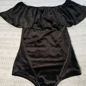 Suede neckline swimwear